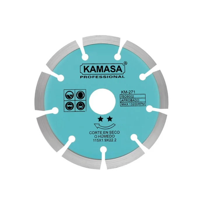 DISCO DIAMANTADO SEGMENTADO 4.5 (115MM) HUMEDO/SECO GRIS KM271 KAMASA - Imagen 1