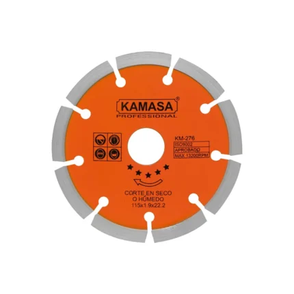 DISCO DIAMANTADO SEGMENTADO 4.5 (115MM) HUMEDO/SECO NARANJA KM276 KAMASA