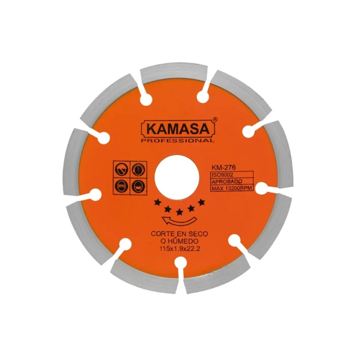 DISCO DIAMANTADO SEGMENTADO 4.5 (115MM) HUMEDO/SECO NARANJA KM276 KAMASA - Imagen 1