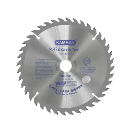 DISCO SIERRA PARA MADERA 7-1/4 (185MM) 40 DIENTES KM1305 KAMASA