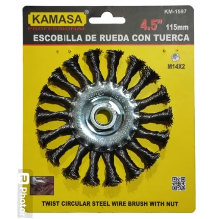ESCOBILLA DE RUEDA CON TUERCA 4.5 ACERO KM1597 KAMASA