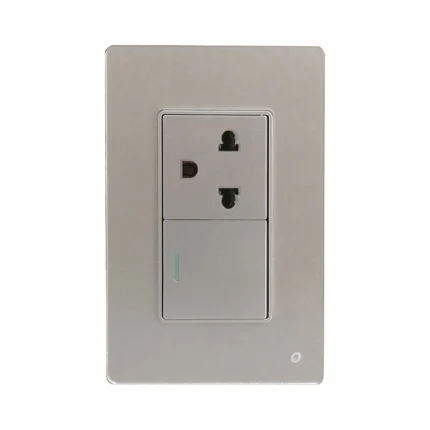 INTERRUPTOR + TOMACORRIENTE MIXTO BORDE PLATEADO VE-P112 ULTRA