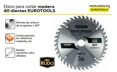 DISCO MADERA 4 1/2 X40T EUROTOOLS