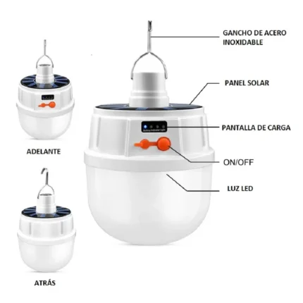 FOCO BOTELLA RECARGABLE USB / PANEL SOLAR 50W ALFA